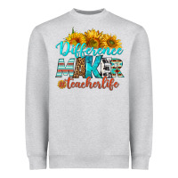 Heather Grey difference maker teacher life Heavyweight Sweatshirt - BundleAndBundleShop