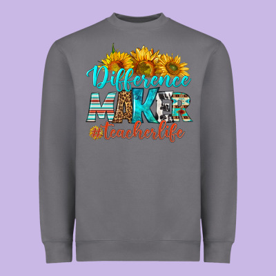 Difference Maker Teacher Life Heavyweight Sweatshirt Designed By Bundleandbundleshop