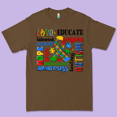 Autism Awareness Typography Premium Tee Designed By Artiststas