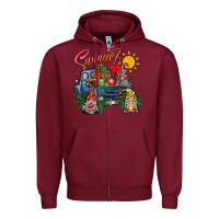 Burgundy summer gnomes  truck Zipper Hoodie - CowhideDigitalArt