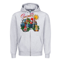 Heather Grey summer gnomes  truck Zipper Hoodie - CowhideDigitalArt