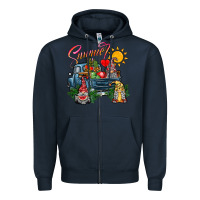 Navy summer gnomes  truck Zipper Hoodie - CowhideDigitalArt
