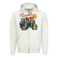 Oatmeal Heather summer gnomes  truck Zipper Hoodie - CowhideDigitalArt