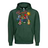 Sports Green summer gnomes  truck Zipper Hoodie - CowhideDigitalArt