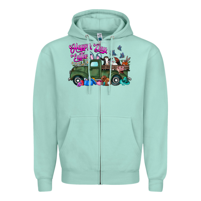 Happy Easter Day Truck Zipper Hoodie by CowhideDigitalArt | Teevron