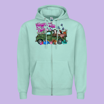 Happy Easter Day Truck Zipper Hoodie Designed By Cowhidedigitalart
