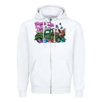 White happy easter day truck Zipper Hoodie - CowhideDigitalArt