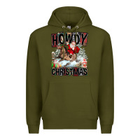 Army Green Howdy Christmas Rodeo Santa Premium Hoodie - FaDigitalArtStudio