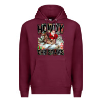Burgundy Howdy Christmas Rodeo Santa Premium Hoodie - FaDigitalArtStudio