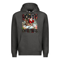 Charcoal Heather Howdy Christmas Rodeo Santa Premium Hoodie - FaDigitalArtStudio