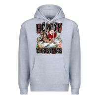 Heather Grey Howdy Christmas Rodeo Santa Premium Hoodie - FaDigitalArtStudio