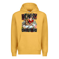 Mustard Howdy Christmas Rodeo Santa Premium Hoodie - FaDigitalArtStudio