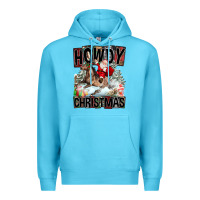 Ocean Blue Howdy Christmas Rodeo Santa Premium Hoodie - FaDigitalArtStudio