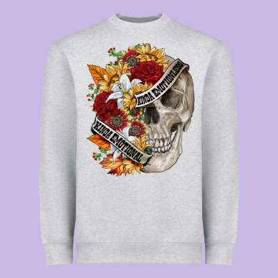 Skull Kinda Emotionless Kinda Emotional Heavyweight Sweatshirt Designed By Fadigitalartstudio