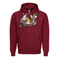 Burgundy Happy Easter Zipper Hoodie - CowhideDigitalArt