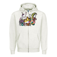Oatmeal Heather Happy Easter Zipper Hoodie - CowhideDigitalArt