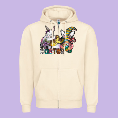 Happy Easter Zipper Hoodie Designed By Cowhidedigitalart