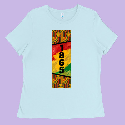 Juneteenth Pen Wrap Ladies Tee Designed By Barkaloodesign
