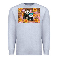 Heather Grey Mama Panda And Baby Panda Premium Sweatshirt - Artiststas