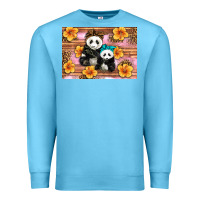 Ocean Blue Mama Panda And Baby Panda Premium Sweatshirt - Artiststas