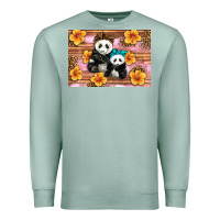 Seafoam Mama Panda And Baby Panda Premium Sweatshirt - Artiststas