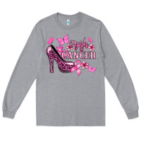 Heather Grey Crush Cancer with high heels Cancer Awareness Long Sleeve Tee - HowdyJamesFarm