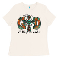 Bone with god all things are possible gemstone cross Ladies Tee - Jasminsmagicworld