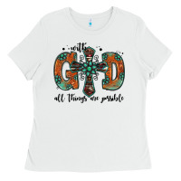 White with god all things are possible gemstone cross Ladies Tee - Jasminsmagicworld