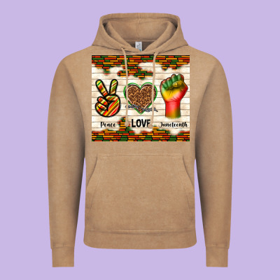 Peace Love Juneteenth Vintage Hoodie Designed By Tumblerdesignbyshophia