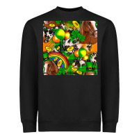 Black St. Patrick's Day Horse With Balloons Heavyweight Sweatshirt - FaDigitalArtStudio