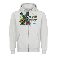 Dove Grey Happy Easter Zipper Hoodie - CowhideDigitalArt