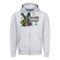 Heather Grey Happy Easter Zipper Hoodie - CowhideDigitalArt