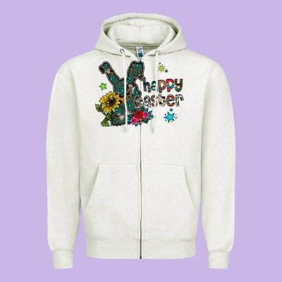 Happy Easter Zipper Hoodie Designed By Cowhidedigitalart