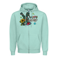 Seafoam Happy Easter Zipper Hoodie - CowhideDigitalArt