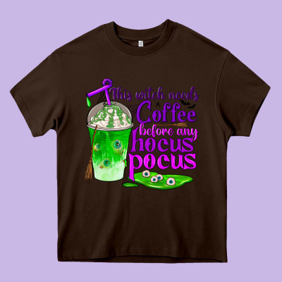 This Witch Needs Coffee Before Any Hocus Pocus Heavy Core Tee Designed By Bundleandbundleshop