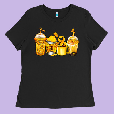 Childhood Cancer Coffee Ladies Tee Designed By Jasminsmagicworld