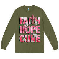 Army Green faith hope cure breast cancer Long Sleeve Tee - CowGirlArtShop