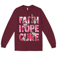 Burgundy faith hope cure breast cancer Long Sleeve Tee - CowGirlArtShop