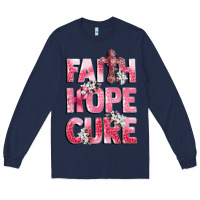 Navy faith hope cure breast cancer Long Sleeve Tee - CowGirlArtShop