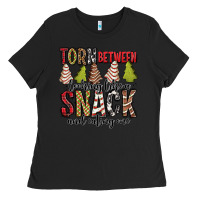 Black torn between looking like a snack and eating one christmas cake Ladies Tee - Jasminsmagicworld