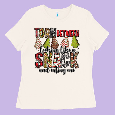 Torn Between Looking Like A Snack And Eating One Christmas Cake Ladies Tee Designed By Jasminsmagicworld