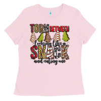 Bubblegum Pink torn between looking like a snack and eating one christmas cake Ladies Tee - Jasminsmagicworld