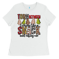 White torn between looking like a snack and eating one christmas cake Ladies Tee - Jasminsmagicworld