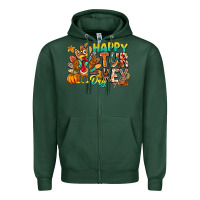Sports Green Happy Turkey Day Zipper Hoodie - CowhideDigitalArt