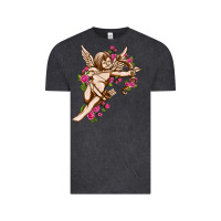Vintage Black Cupid with rose Valentine's Day Vintage Tee - HowdyJamesFarm