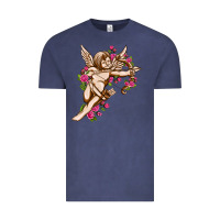 Vintage Denim Cupid with rose Valentine's Day Vintage Tee - HowdyJamesFarm
