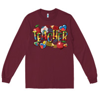 Burgundy autism teacher Long Sleeve Tee - CowGirlArtShop