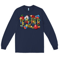Navy autism teacher Long Sleeve Tee - CowGirlArtShop