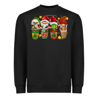 Black christmas coffee cups gnomies Heavyweight Sweatshirt - FaDigitalArtStudio