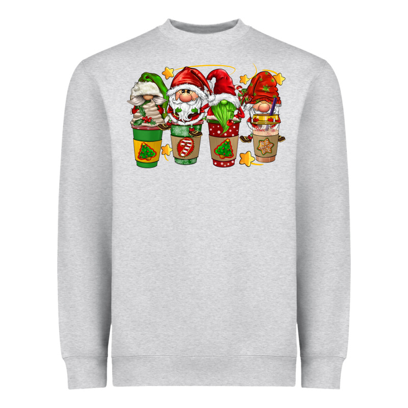 Christmas Coffee Cups Gnomies Heavyweight Sweatshirt by FaDigitalArtStudio | Teevron